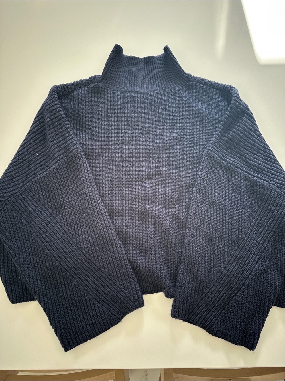 Topshop Navy Ribbed Turtleneck Sweater